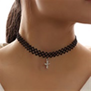 1 stylish sweet OL flash diamond cross personalized lace female neck necklace