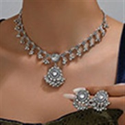 1 fashion retro flash diamond accessories temperament personality woman necklace earring woman set