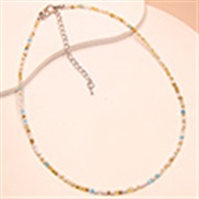 (gold+white mixed color) 1 stylish colorful ethnic style female necklace