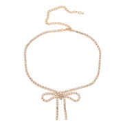 ( Golden white )super claw chain fully-jewelled bow necklace occidental style exaggerating woman trend banquet bride