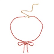 ( rose Red)super claw chain fully-jewelled bow necklace occidental style exaggerating woman trend banquet bride