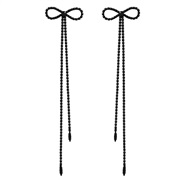 ( black)earrings occidental style exaggerating earrings super long style bow tassel Earring woman super banquet style b