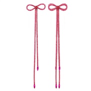 ( rose Red)earrings occidental style exaggerating earrings super long style bow tassel Earring woman super banquet styl