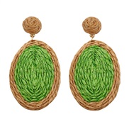 ( green)Bohemian style geometry Round earrings woman handmade weave summer day wind Earring