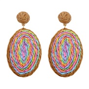 ( Color)Bohemian style geometry Round earrings woman handmade weave summer day wind Earring