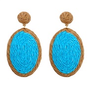 ( light blue )Bohemian style geometry Round earrings woman handmade weave summer day wind Earring