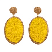 ( yellow)Bohemian style geometry Round earrings woman handmade weave summer day wind Earring