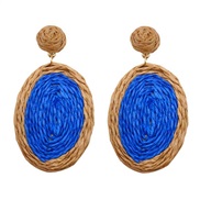 ( Navy blue)Bohemian style geometry Round earrings woman handmade weave summer day wind Earring