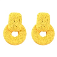 ( yellow) wind color weave earrings geometry Round Earring Bohemia