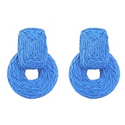 ( blue) wind color weave earrings geometry Round Earring Bohemia