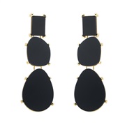 ( black)occidental style Alloy print embed resin earringss silver high multilayer long style Earring