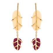 ( white)occidental style leaves earring Alloy embed resin personality earrings fashion atmospheric Earring woman