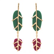 ( green)occidental style leaves earring Alloy embed resin personality earrings fashion atmospheric Earring woman