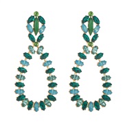 (blue green ) Alloy embed colorful diamond earrings brief temperament exaggerating hollow drop ear stud banquet Earring