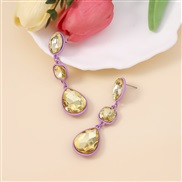 (purple) geometry Round multilayer trend colorful diamond Rhinestone long style earring     exaggerating brilliant drop
