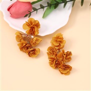( yellow) Bohemian style color flowers flowers chain Cloth earring     occidental style Nation wind Earring