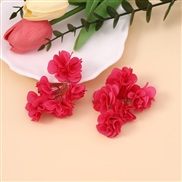 ( rose Red) Bohemian style color flowers flowers chain Cloth earring     occidental style Nation wind Earring