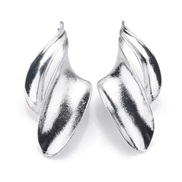 ( 2 Silver)occidental style exaggerating fashion Metal Leaf ear stud earring retro geometry Earring