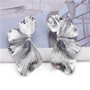 ( 2 Silver) occidental style exaggerating Irregular gold silver Alloy earrings retro petal ear stud Earring