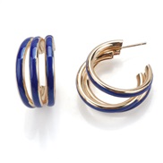 ( blue)ins exaggerating Round enamel Alloy earrings temperament personality geometry ear stud Earring