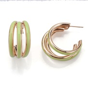 (Ligh  green)ins exaggerating Round enamel Alloy earrings temperament personality geometry ear stud Earring