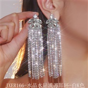 (JXER166  crystal Tassels  White K) occidental style fashion Earring fully-jewelled crystal long tassel earrings woman 