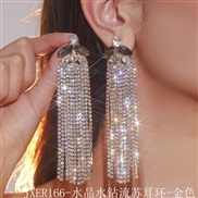 (JXER166  crystal Tassels  Gold) occidental style fashion Earring fully-jewelled crystal long tassel earrings woman exa