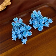( Silver needle  blue Flower) wind beads flowers tassel silver earrings elegant samll high temperament sweet summer day