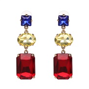 (red color ) occidental style glass mosaic earrings personality Earring color