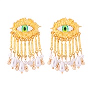 ( Gold) occidental style fashion retro eyes earrings Pearl tassel earring exaggerating gorgeous ear stud