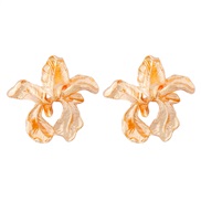 ( Gold)occidental style retro textured Alloy flowers earrings samll temperament personality Earring