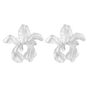 ( Silver)occidental style retro textured Alloy flowers earrings samll temperament personality Earring