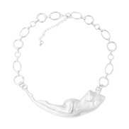 ( Silver)same style occidental style personality creative clavicle necklace female necklace