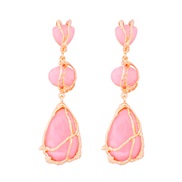 ( Pink) trend drop resin earring long style lady fresh leisure Bohemia Earring