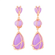 (purple) trend drop resin earring long style lady fresh leisure Bohemia Earring
