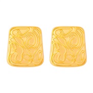 ( Gold)occidental style retro exaggerating geometry Metal pattern big earrings samll personality ear stud