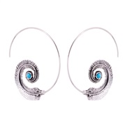( Silver)occidental style earring ethnic style Bohemian style feather Modeling ear stud silver color turquoise