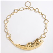 ( Gold)occidental style exaggerating Alloy necklace  Metal woman