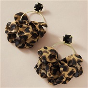 (9635)occidental style  personality exaggerating Earring  leopard Cloth geometry earrings  imitate gem mosaic ear stud