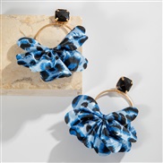 (9635 blue)occidental style  personality exaggerating Earring  leopard Cloth geometry earrings  imitate gem mosaic ear 