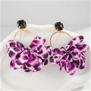 (9635 rose red)occidental style  personality exaggerating Earring  leopard Cloth geometry earrings  imitate gem mosaic 