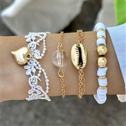 (26132 gold) Bohemian style Shells starfish bracelet  fashion love pendant lace bracelet four woman