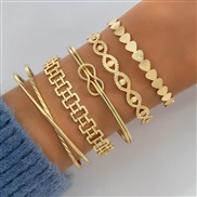 (26169 gold) love Metal hollow eyes bangle  brief multilayer opening bangle