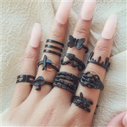 (sku64 6)occidental style ring  personality exaggerating butterfly rabbit snake opening black ring