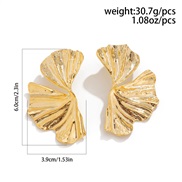 ( 1  Gold 32 2)occidental style exaggerating Metal wind silver leaf ear stud wind Shells patternearrings retro earrings