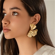 occidental style exaggerating Metal wind silver leaf ear stud wind Shells patternearrings retro earrings