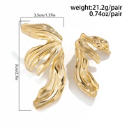 ( 3  Gold 32 4)occidental style exaggerating Metal wind silver leaf ear stud wind Shells patternearrings retro earrings