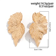 ( 6  Gold 3186)occidental style exaggerating Metal wind silver leaf ear stud wind Shells patternearrings retro earrings