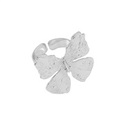 (butterfly  White k)R occidental style retro Metal butterfly  exaggerating medium windvintage opening ring