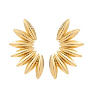 ( Gold)summer brief Alloy flowers earrings exaggerating occidental style ear stud lady trend Metal flowers